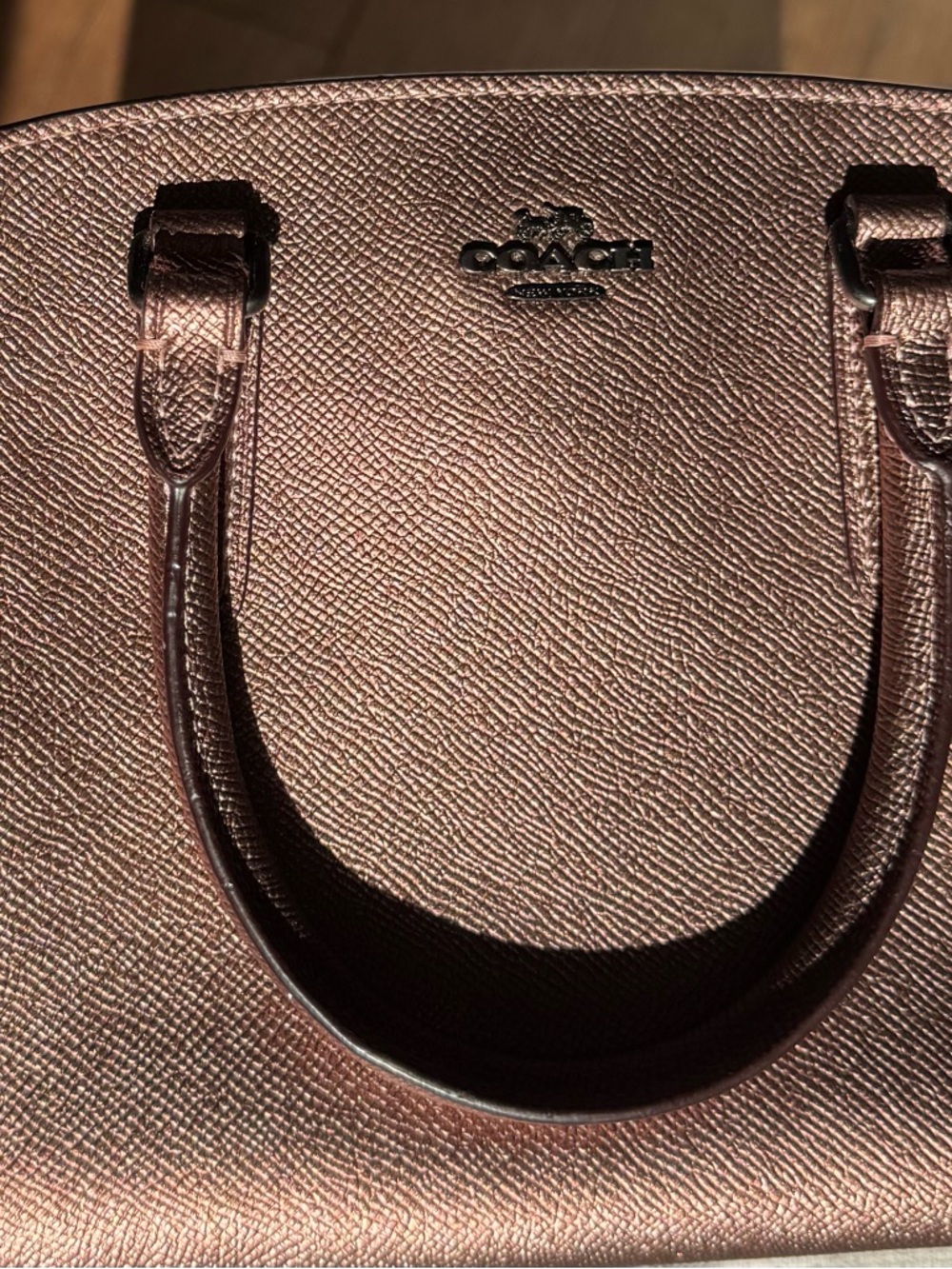 COACH Mini SageMetallic Rose Leather Satchel Crossbody with Card Case - Picture 12 of 12